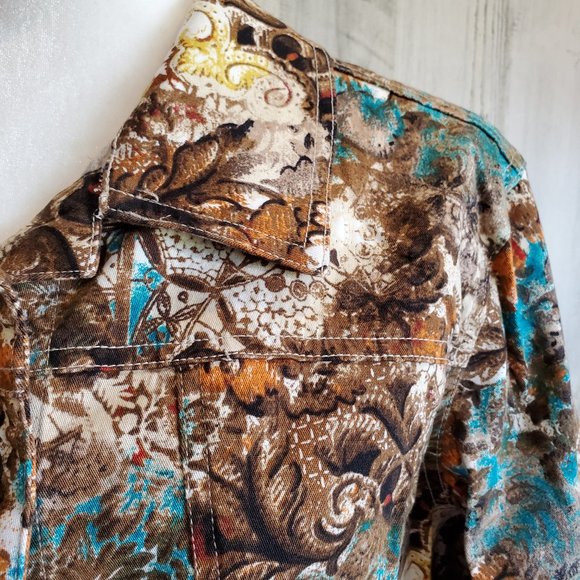Additions by Chico Floral Multicolored Jacket size 12 brown orange turqu… - Picture 4 of 10